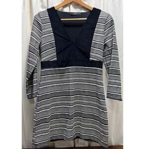 Zara Trafaluc 3/4" Sleeve Mini Dress V-Neck Sz Medium Lined Woven Tribal Design